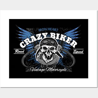 Motorcycle Superbiker crazybiker skull racing Posters and Art